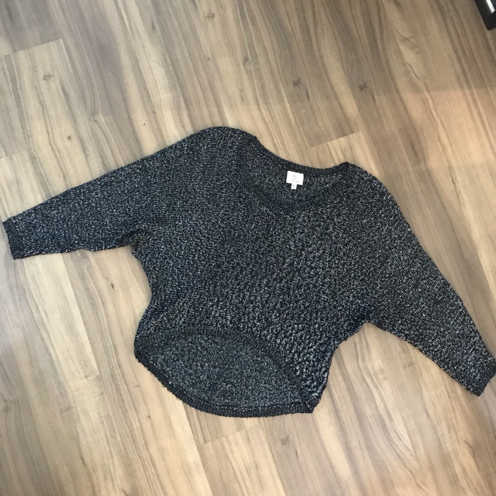 Hot & Delicious Black Metallic Knit Cropped Cozy Sweater